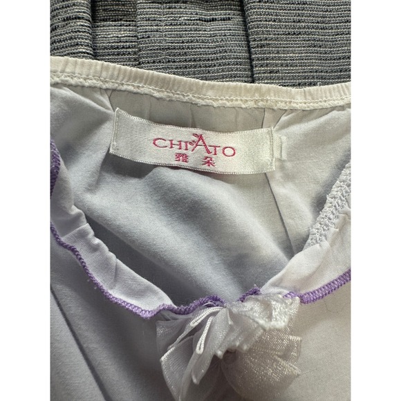 CHIATO White‎ Babydoll Dress Ruffle Lace Trim Tiered Cottagecore L - Picture 7 of 8